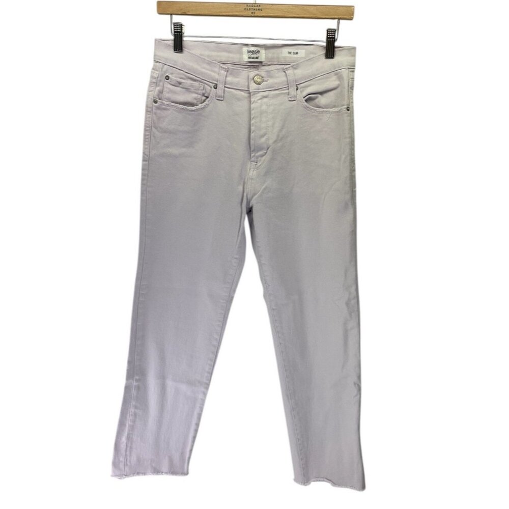 Kensie Women's Vintage Luxe Jeans 8 Lavender Raw Edge Hem Slim Straight NWOT